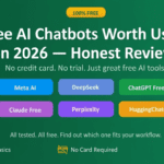 Free AI chatbots worth using in 2026 — Meta AI, DeepSeek, ChatGPT free tier on screen
