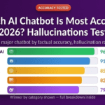 Most accurate AI chatbot 2026 — accuracy bar chart comparing ChatGPT, Claude, Gemini and Perplexity