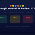 Google Gemini AI review 2026 hero banner showing Gemini model tiers, overall score 8.6 out of 10, tested March 2026